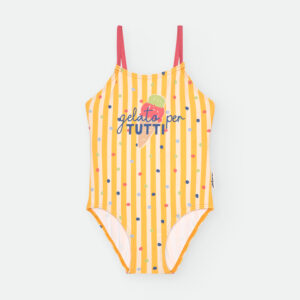 Bañador escote recto estampado topos