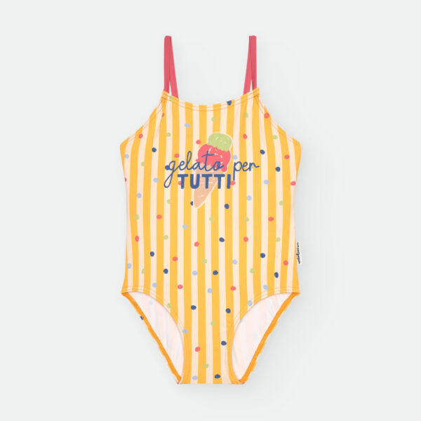 Bañador escote recto estampado topos