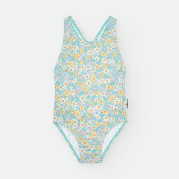 Bañador escote redondo estampado flores - Imagen 5