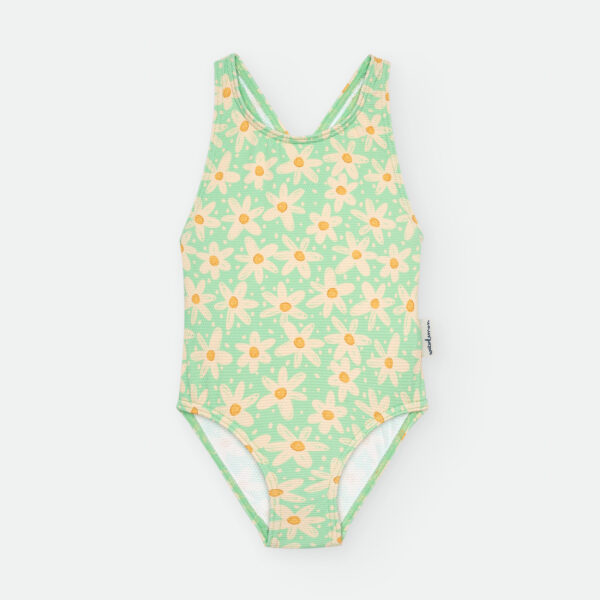 Bañador escote redondo estampado flores