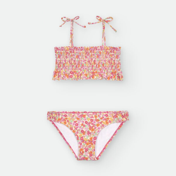 Bikini dos piezas estampado flores rosas