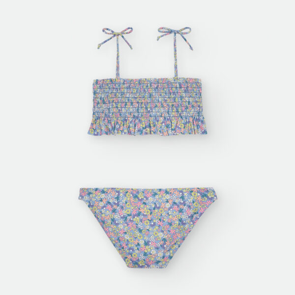Bikini dos piezas estampado flores fondo azul - Imagen 2