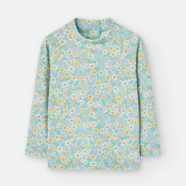 Camiseta baño tejido piqué estampado flores