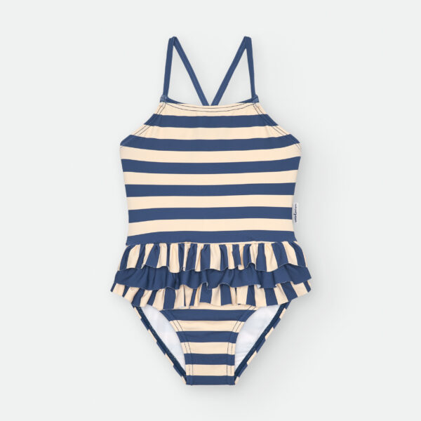Bañador escote recto estampado rayas