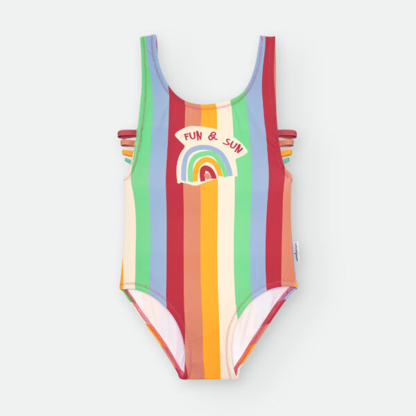 Bañador escote redondo estampado arcoíris