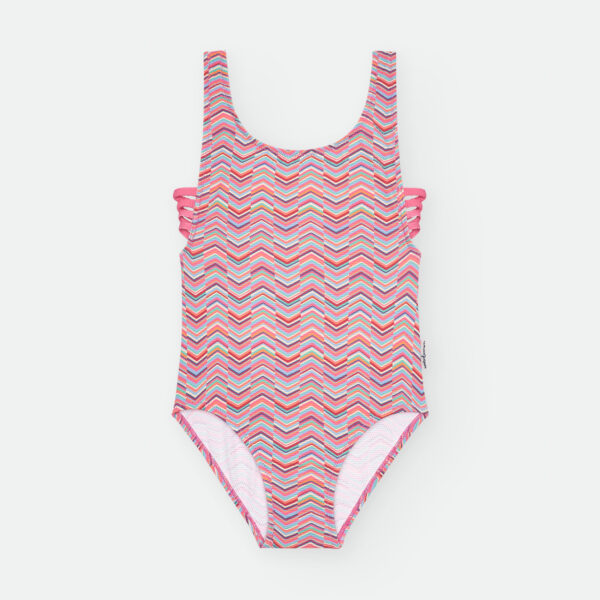 Bañador escote redondo estampado rayas
