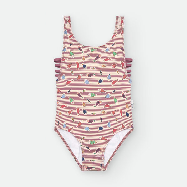 Bañador escote redondo estampado peces
